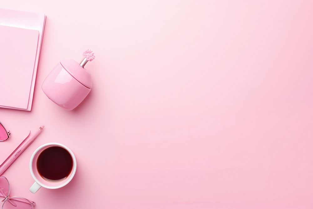 Pink accessories colour cup mug refreshment.