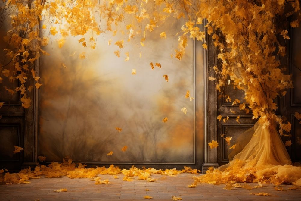 Autumn backdrop yellow dress gold.