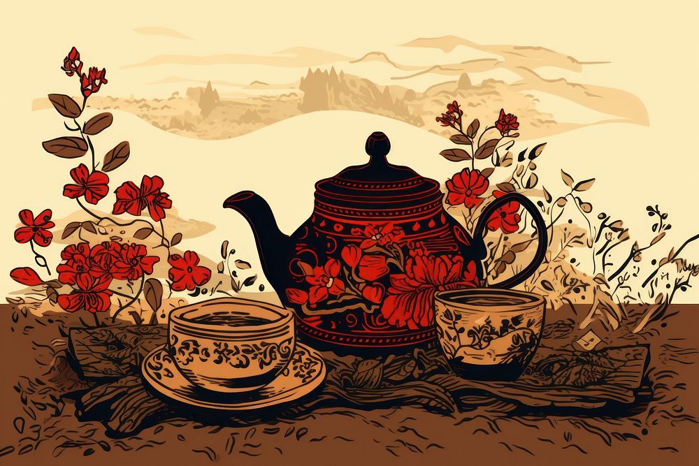 Assam tea no text art drawing.