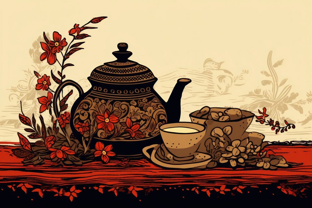 Assam tea no text art teapot.