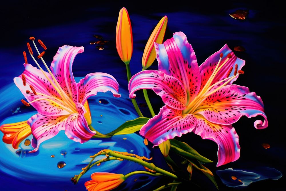 Purple lily painting flower.