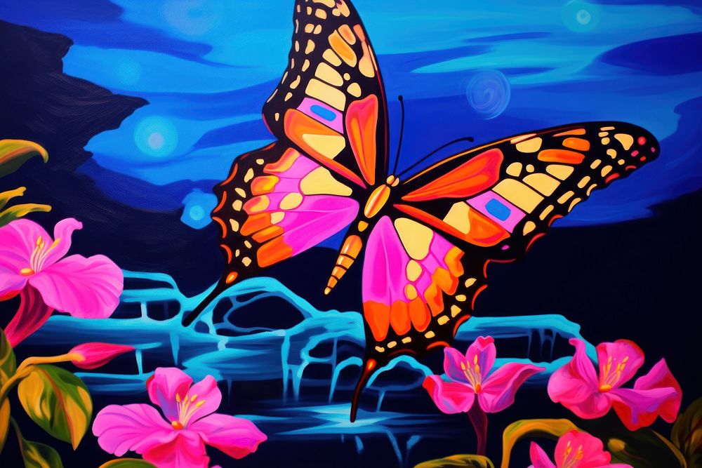 Butterfly purple outdoors painting.