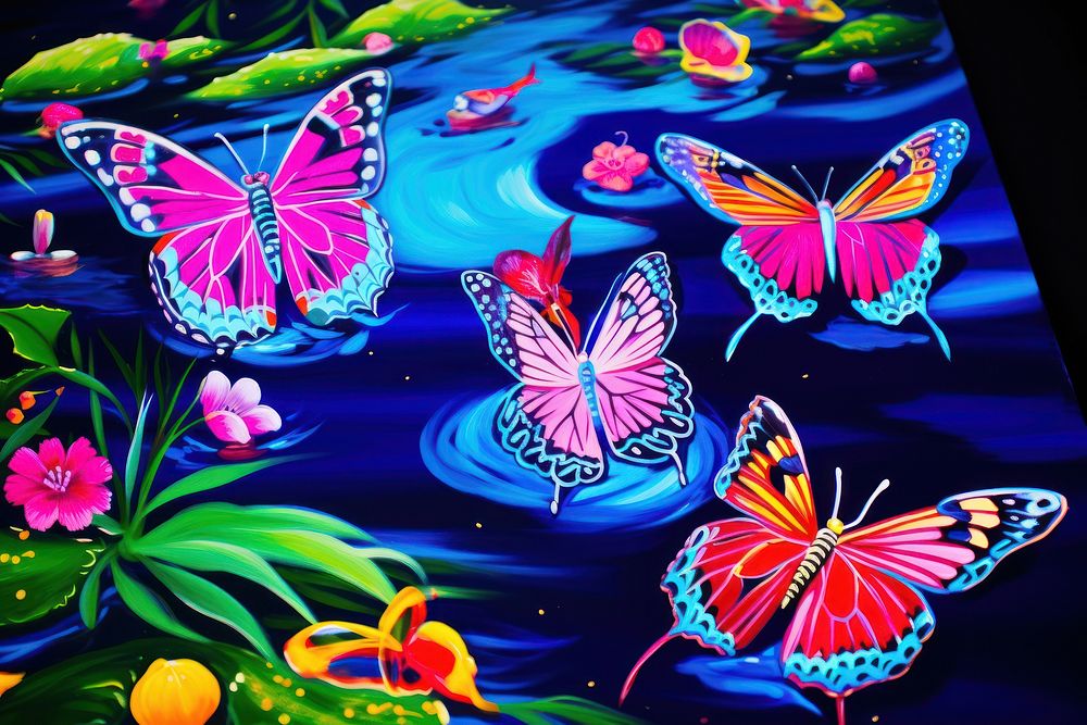 Butterfly purple painting pattern.