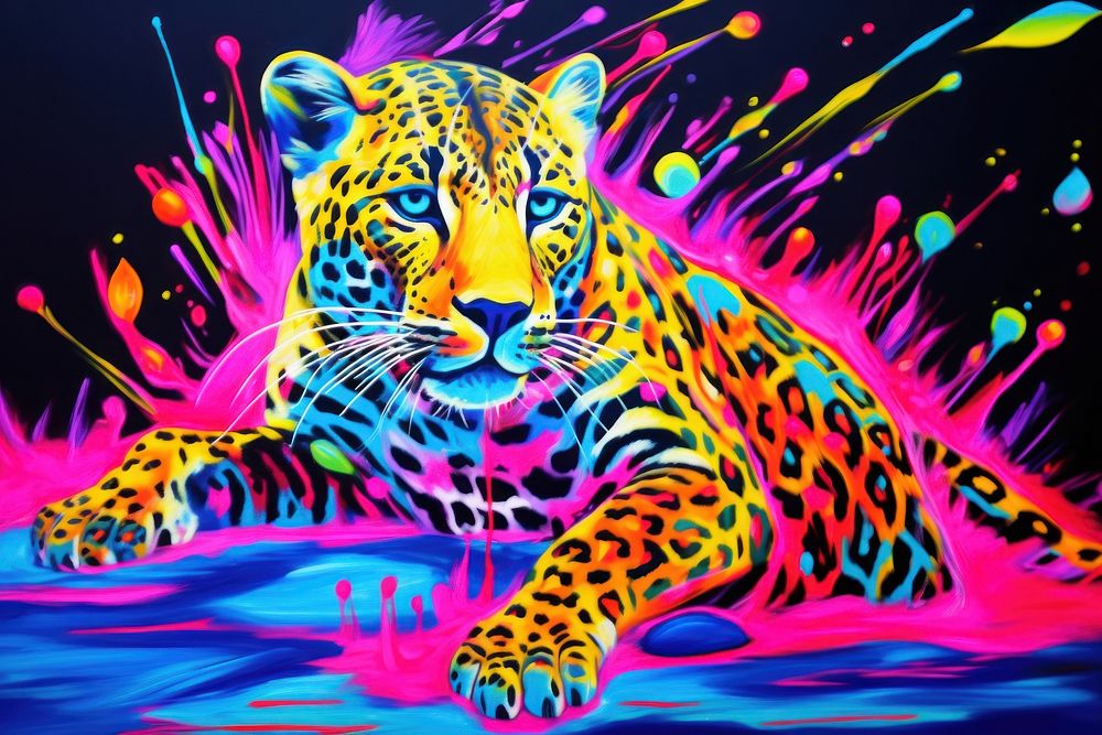 Leopard leopard purple painting.