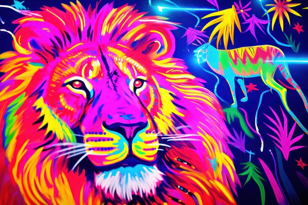 Lion backgrounds painting purple.