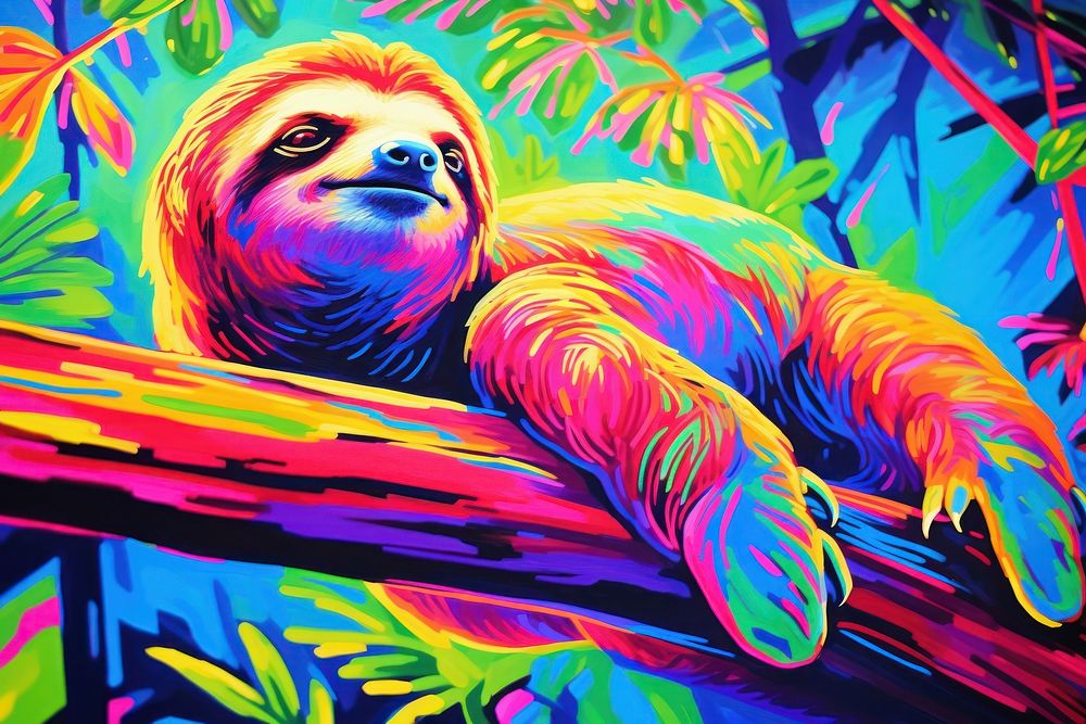 Sloth wildlife painting animal.