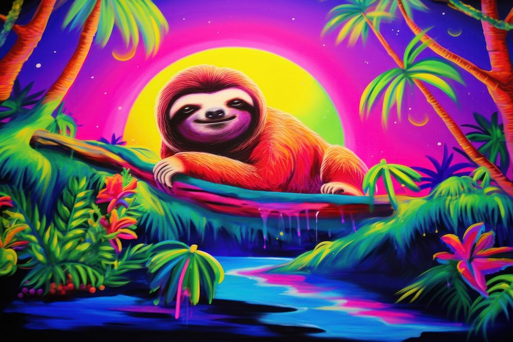 Sloth painting outdoors nature.