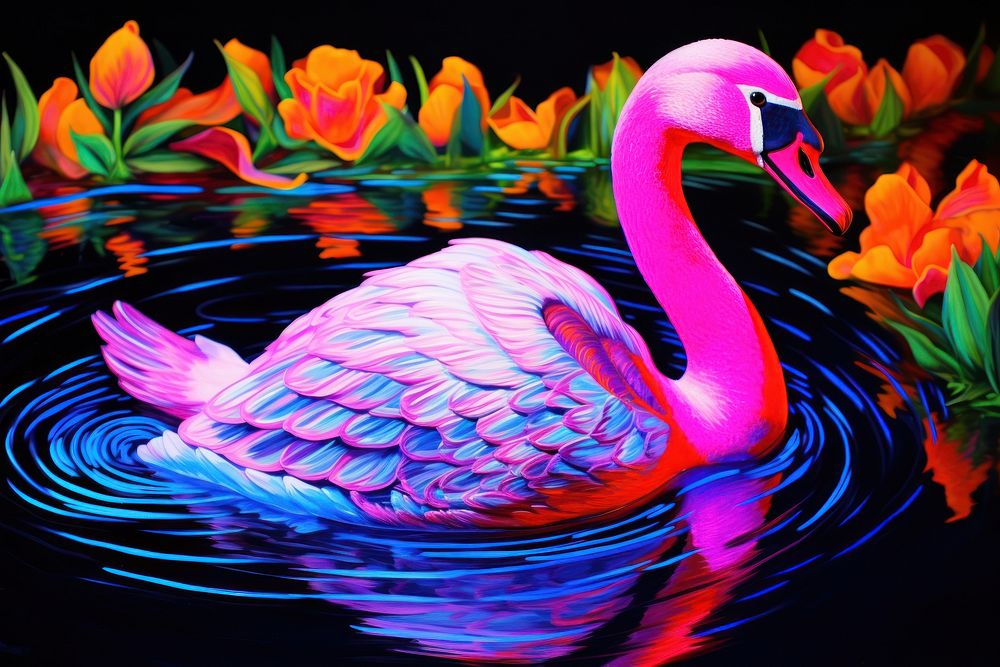 Swan flamingo outdoors painting.