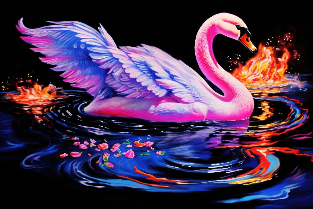 Swan flamingo outdoors painting.
