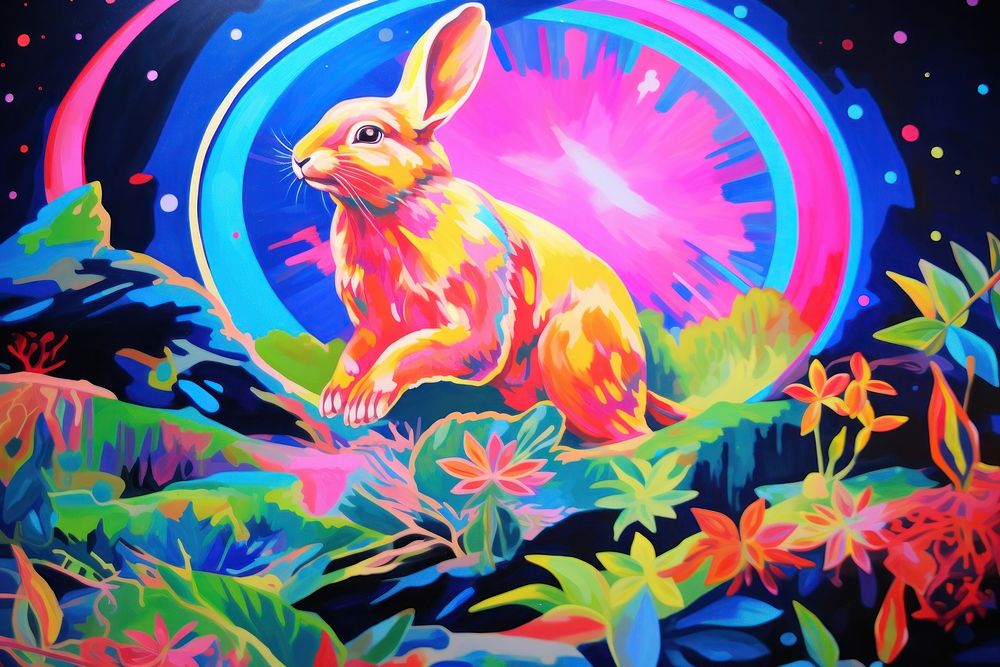 Rabbit painting animal art.