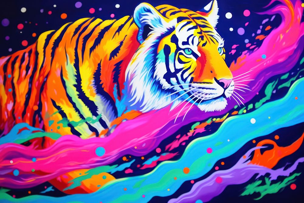 Painting tiger animal purple.