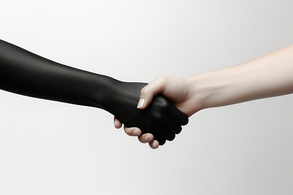 Woman handshake black togetherness monochrome.