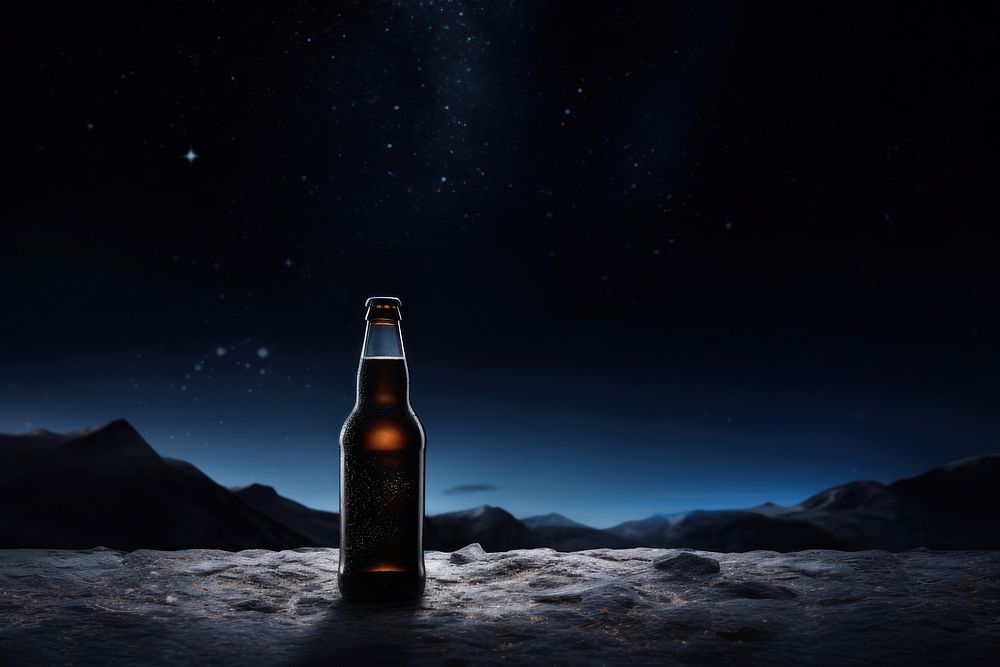 Craft beer with night sky nature bottle drink.