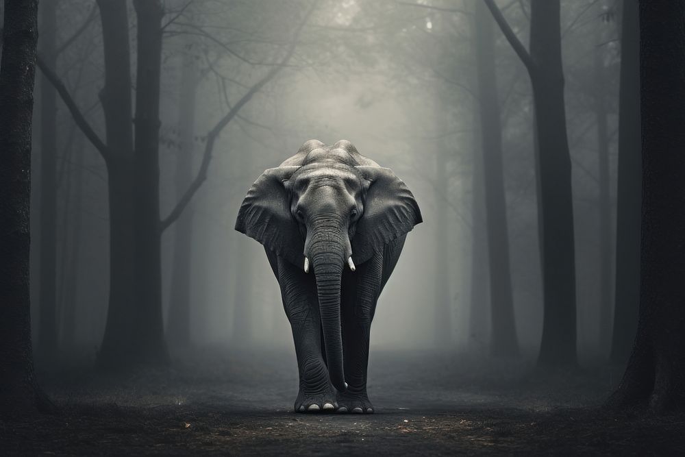 Elephant walking in forest wildlife outdoors animal.