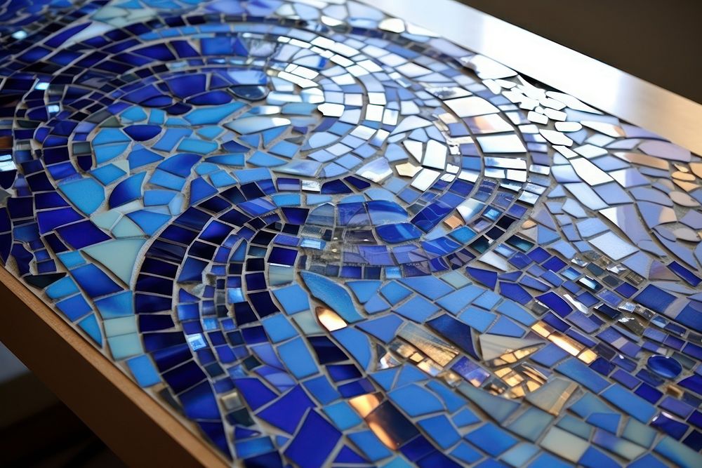 Blue sea mosaic art glass.