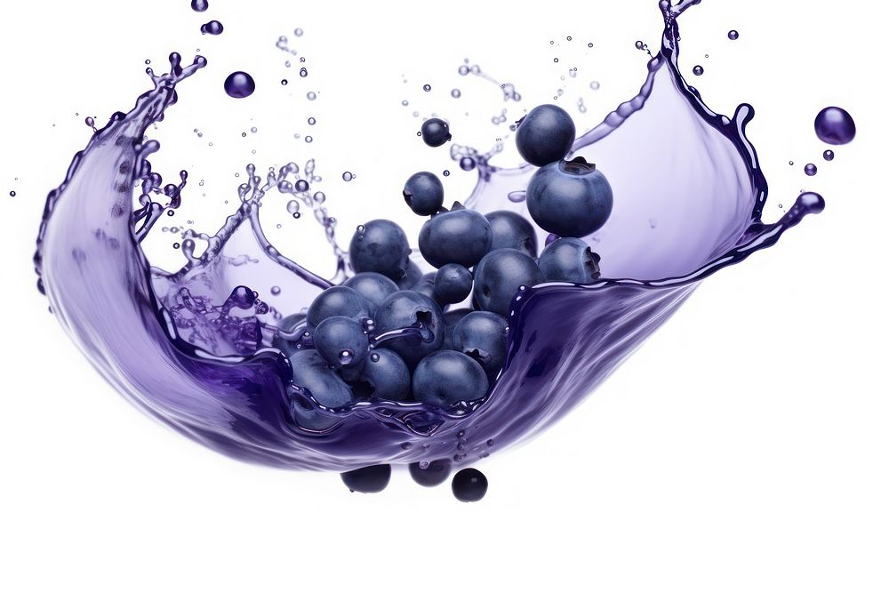 Blueberry juice grapes fruit white background.