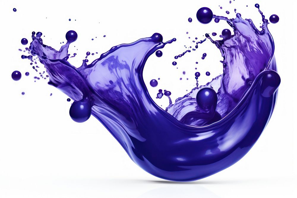 Blueberry juice purple white background splattered.