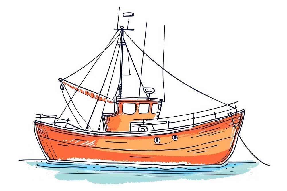 Continuous line drawing boat watercraft sailboat vehicle.