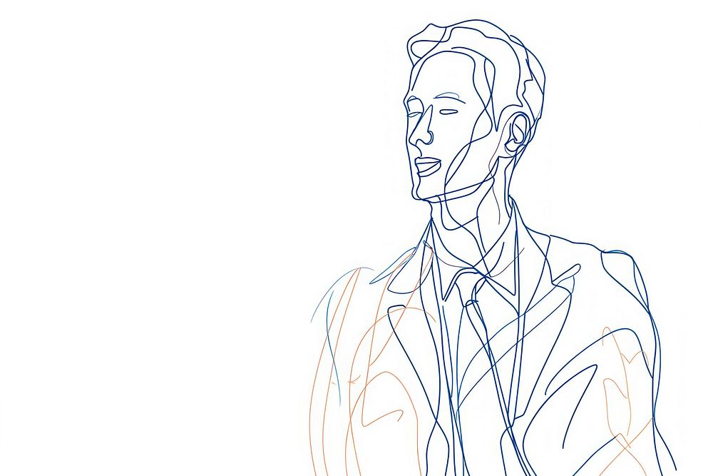 Continuous line drawing businessman sketch adult art.