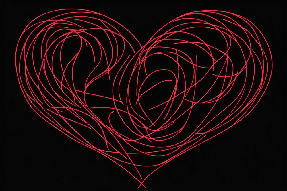 Continuous line drawing heart backgrounds illuminated creativity.