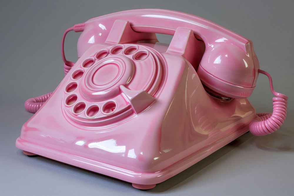 Cored retro pink telephone electronics technology telephony.