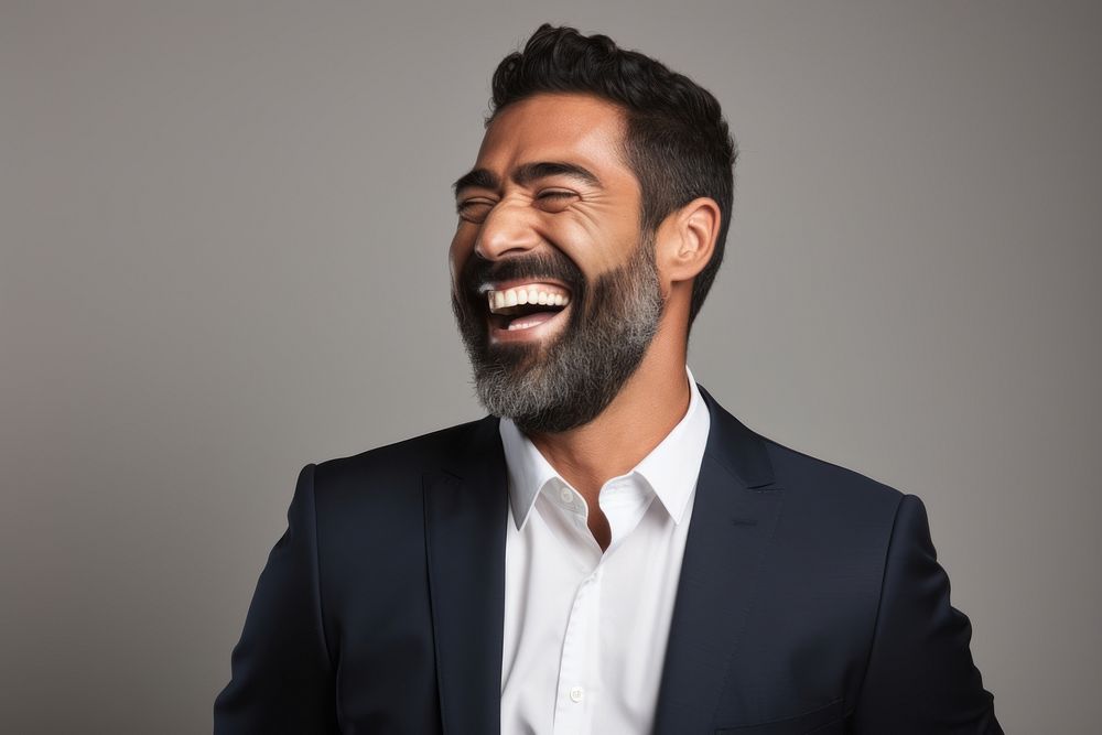 Middle eastern businessman laughing adult smile individuality.