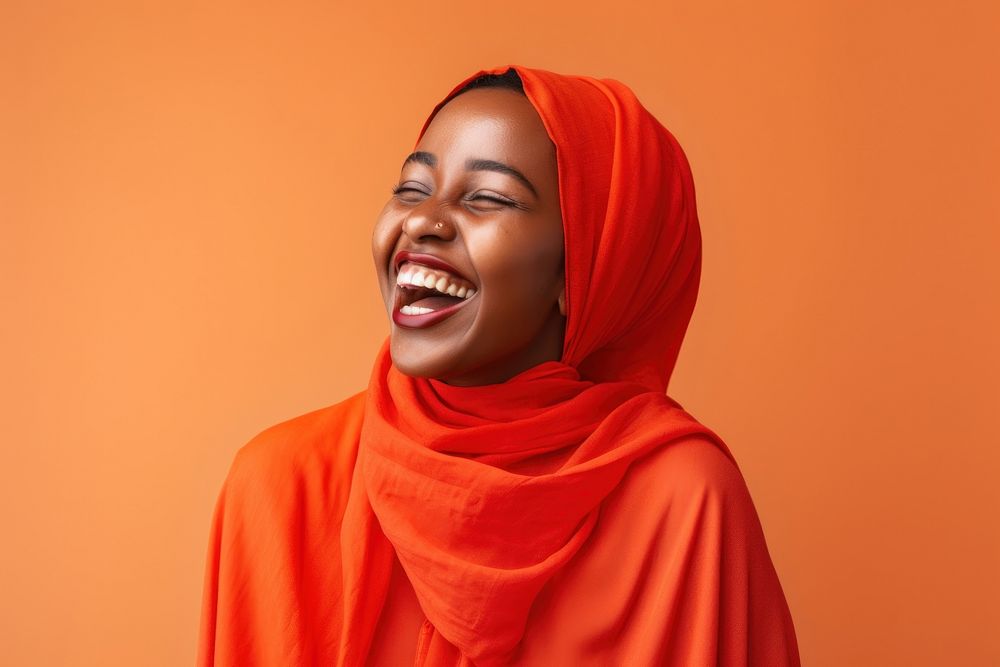 Somali woman laughing adult smile headscarf.