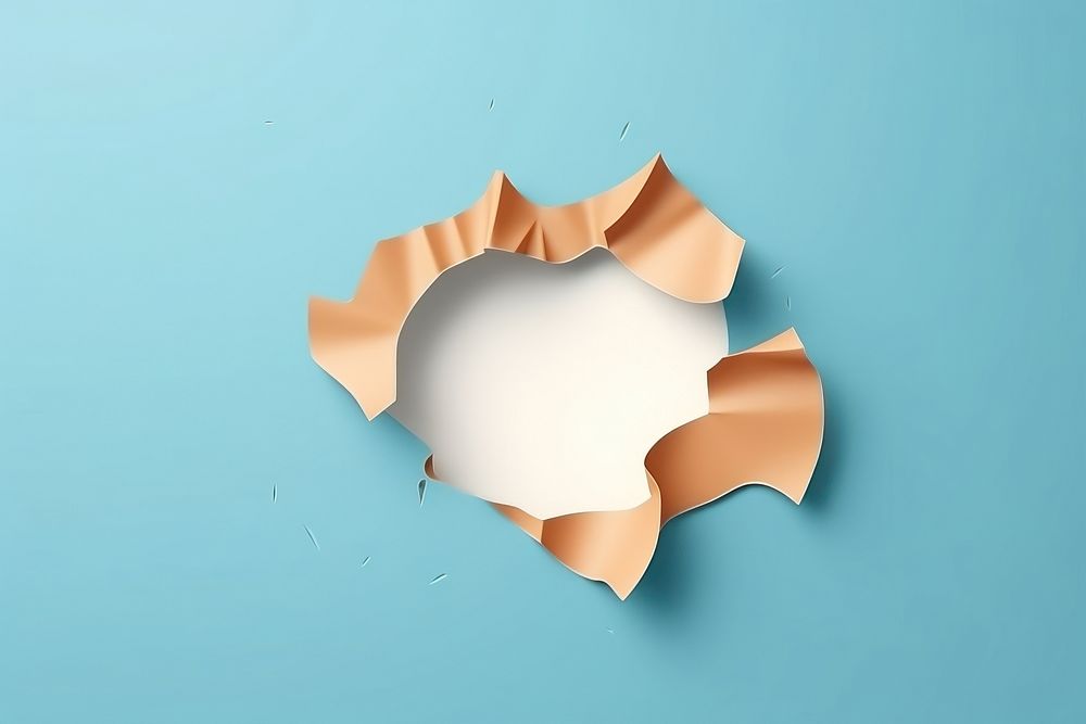 Clean minimal color Paper torn holes illustration of realistic ragged paper chandelier eggshell.