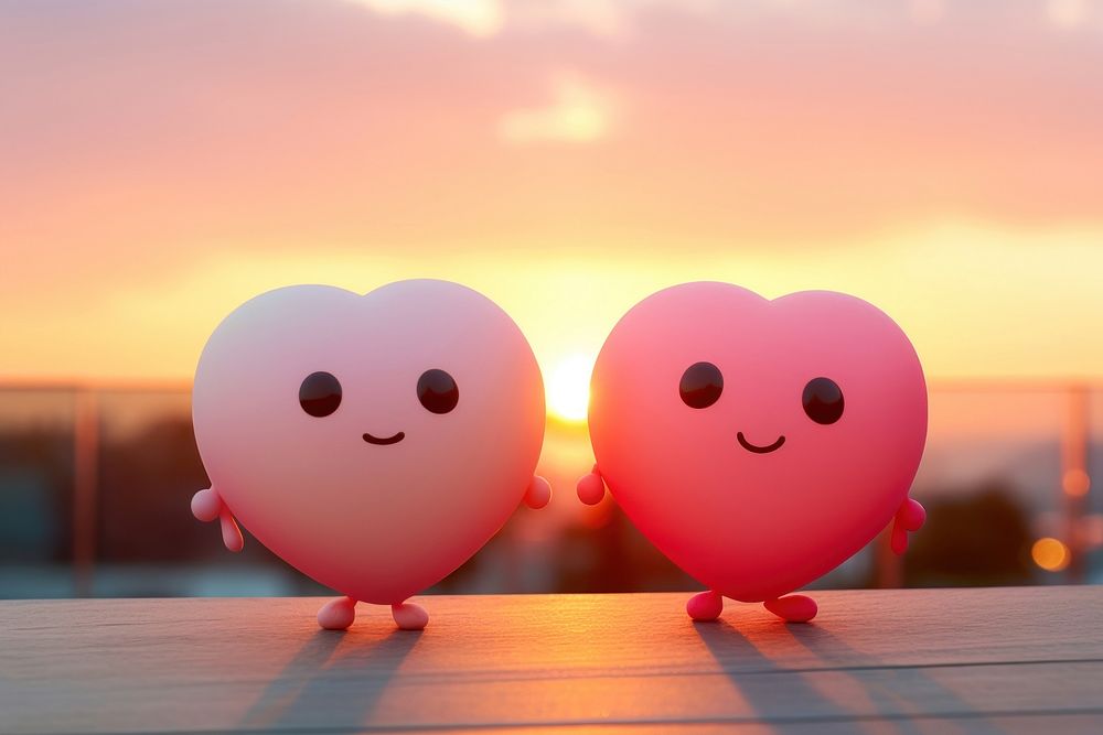 Hug heart balloon red anthropomorphic.