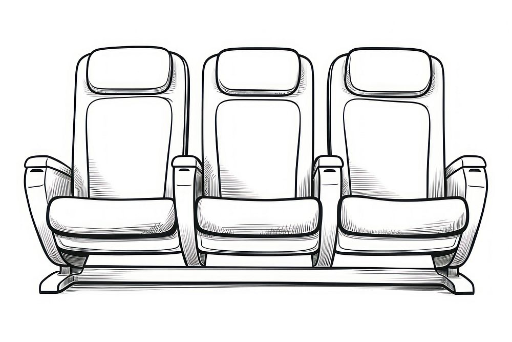Airplane seat sketch chair white background.