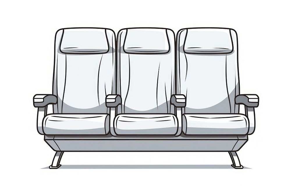 Airplane seat white background furniture armchair.