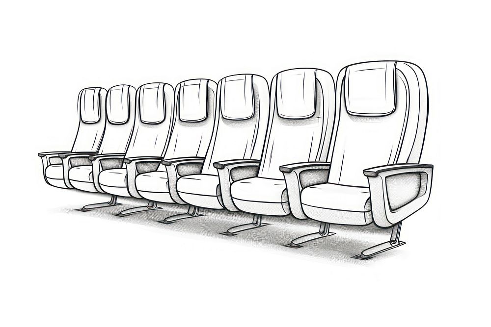 Airplane seat chair white background furniture.