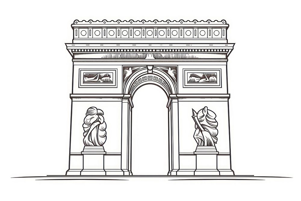 Arc de triomphe architecture drawing sketch.