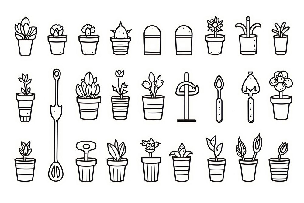 Gardening drawing plant line.