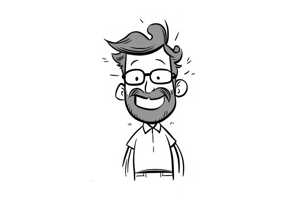 Graddather laughing glasses cartoon drawing.