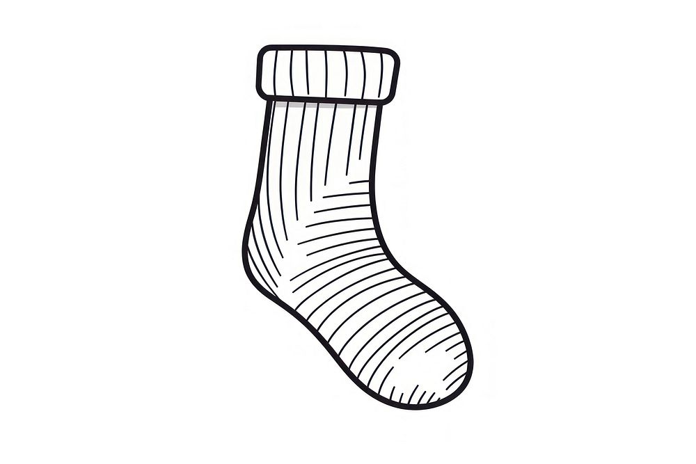 Knitting sock drawing sketch white.