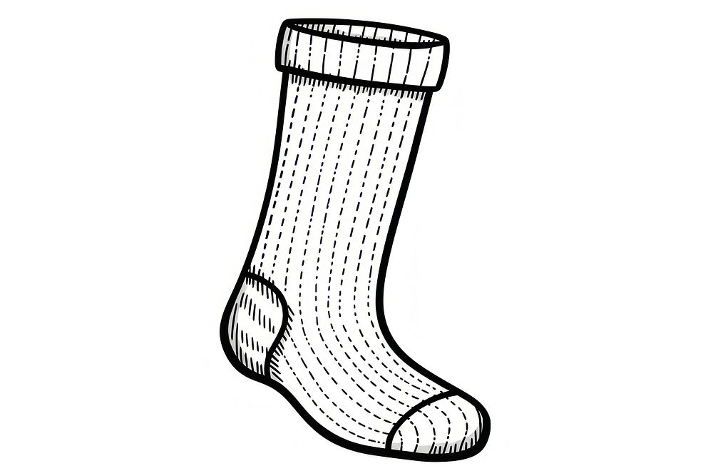 Knitting sock sketch white line.