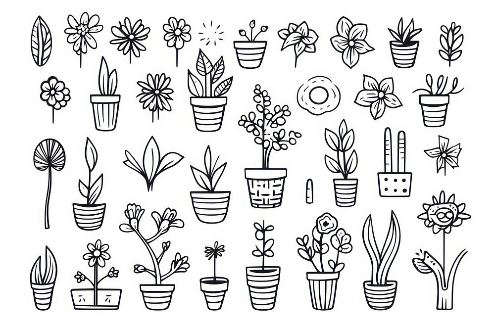Small pocket garden doodle pattern drawing.