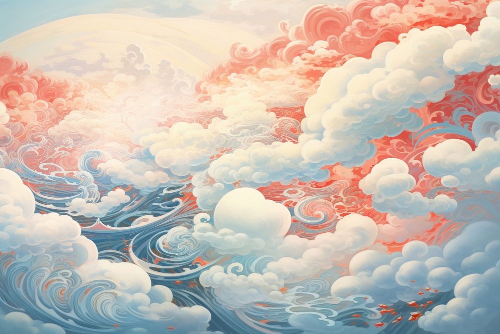 Japanese Cloud painting pattern nature.