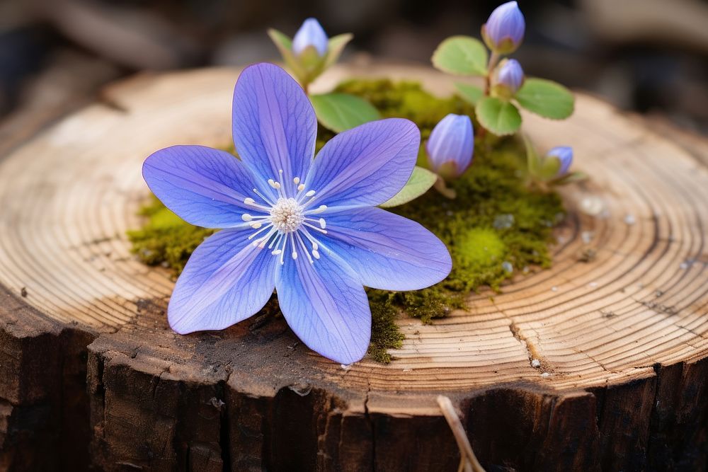 Blue flower of Spring blossom plant petal.