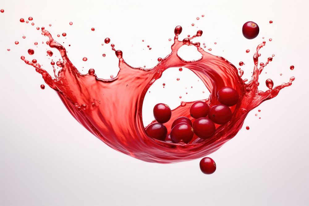 Cranberry juice splashing drop red.