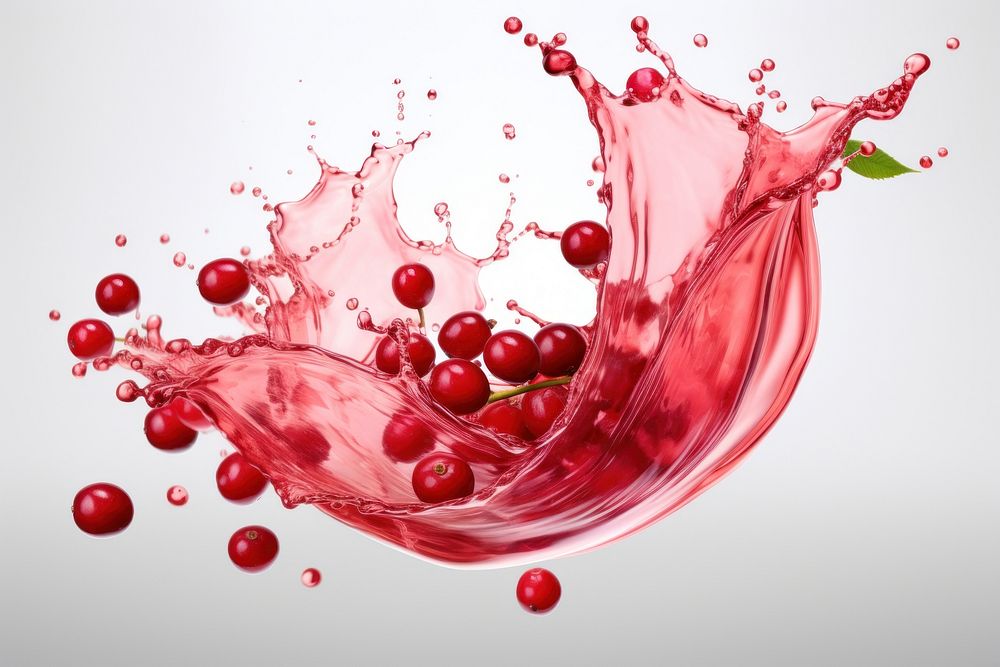 Cranberry juice splashing fruit plant.