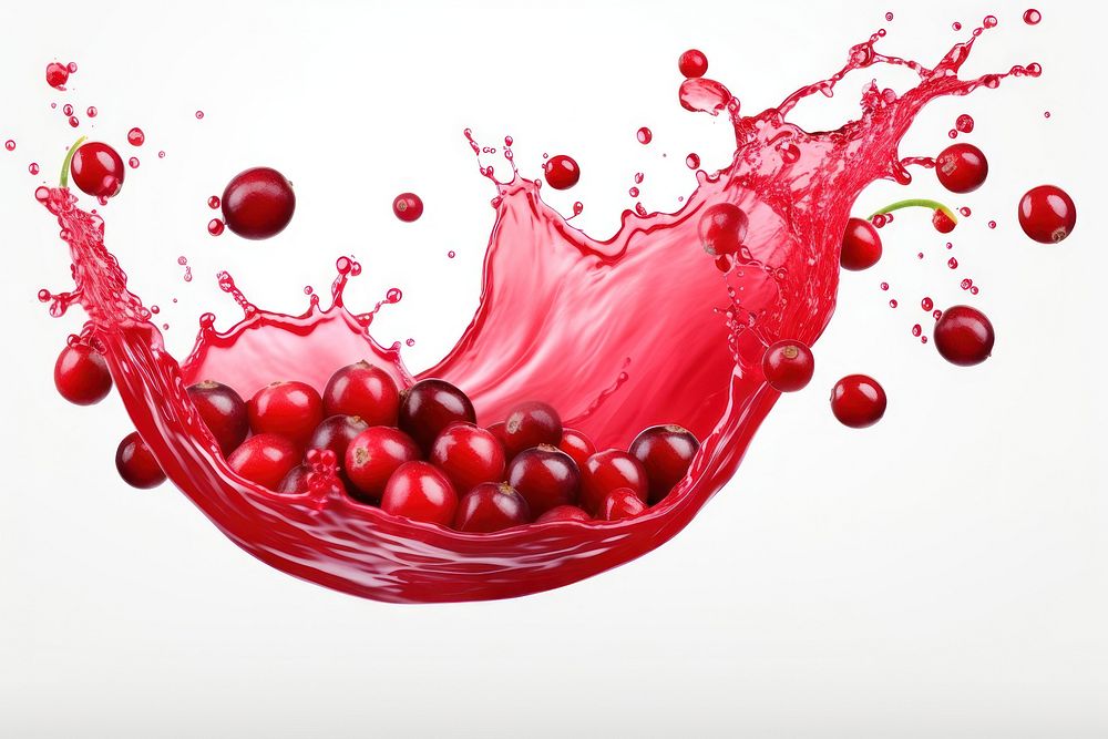Cranberry juice splashing cherry drop.