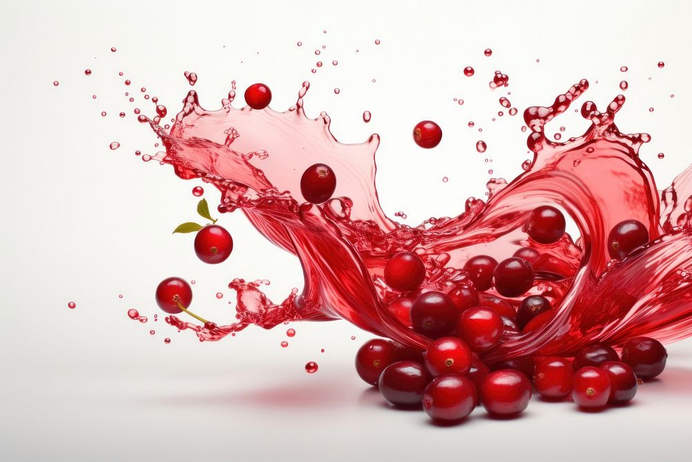 Cranberry juice pomegranate splashing fruit.