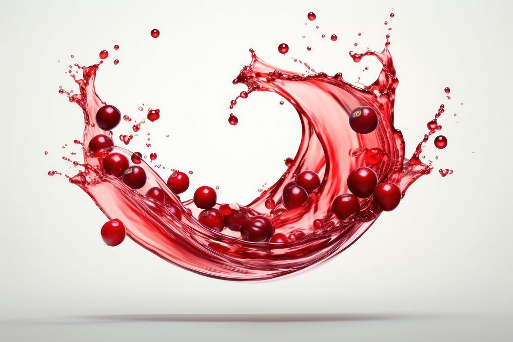 Cranberry juice splashing drop red.
