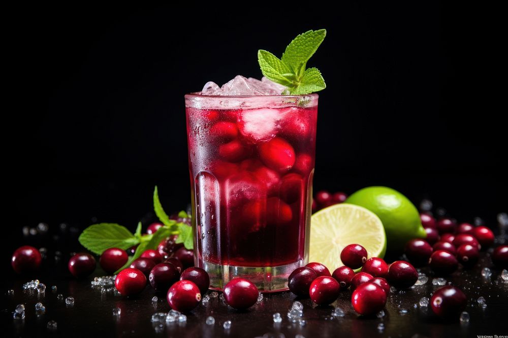 Cranberry juice cocktail mojito fruit.