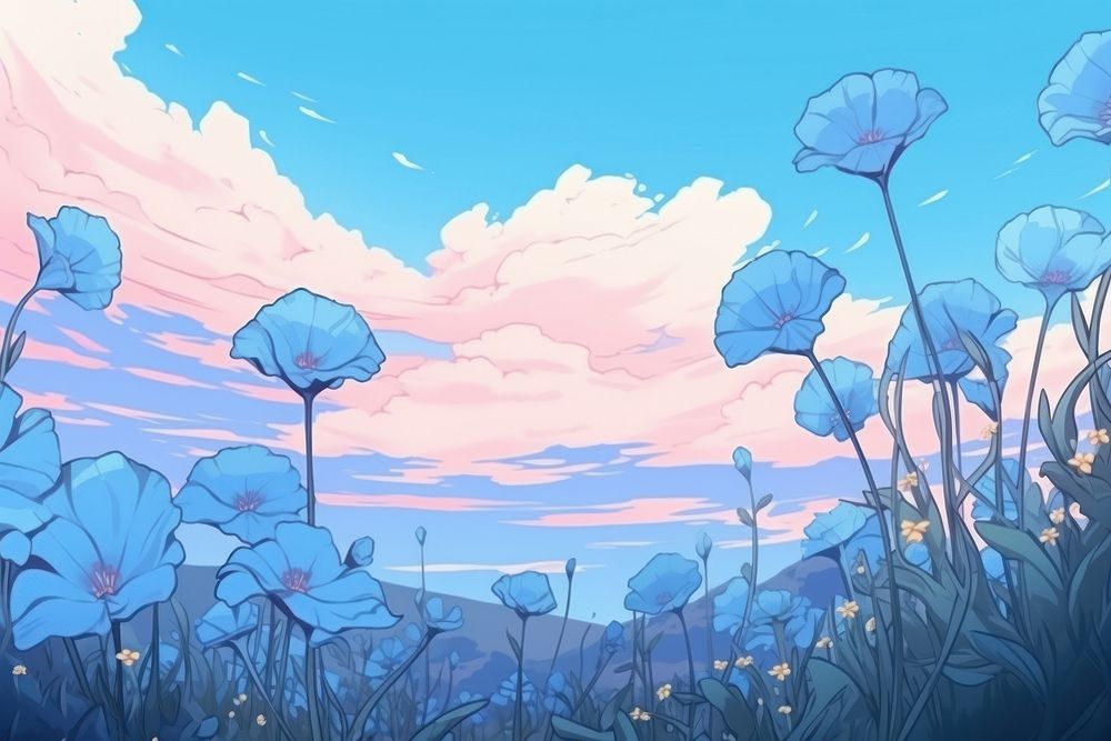 Blue flower landscape backgrounds outdoors.