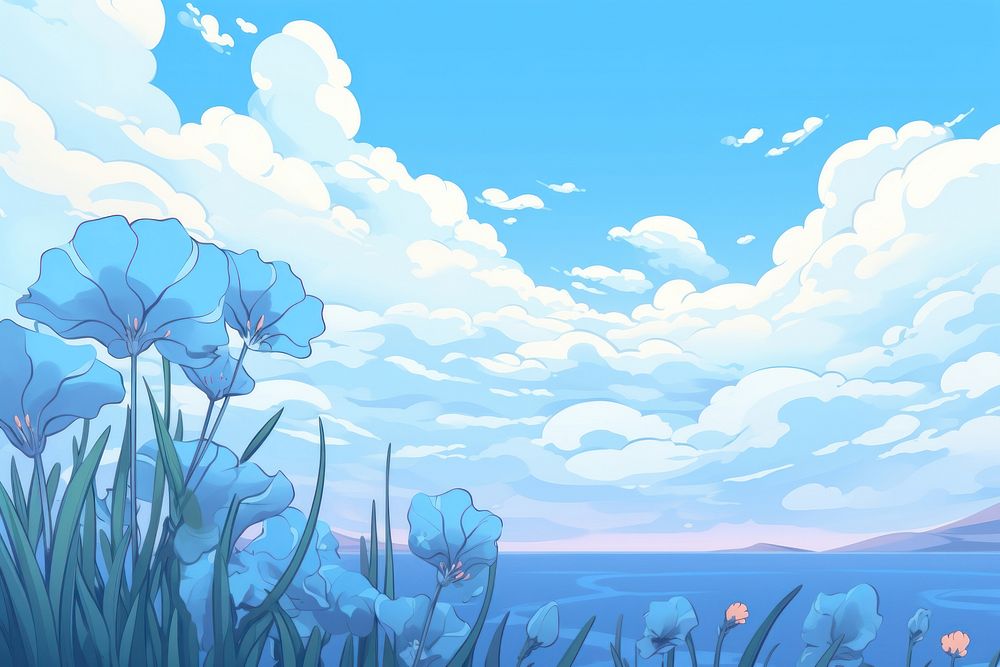 Blue flower landscape backgrounds outdoors.