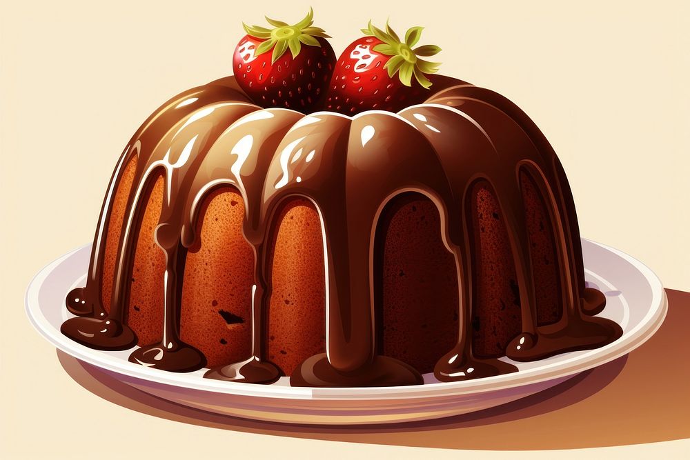 Chocolate cake strawberry dessert fruit.