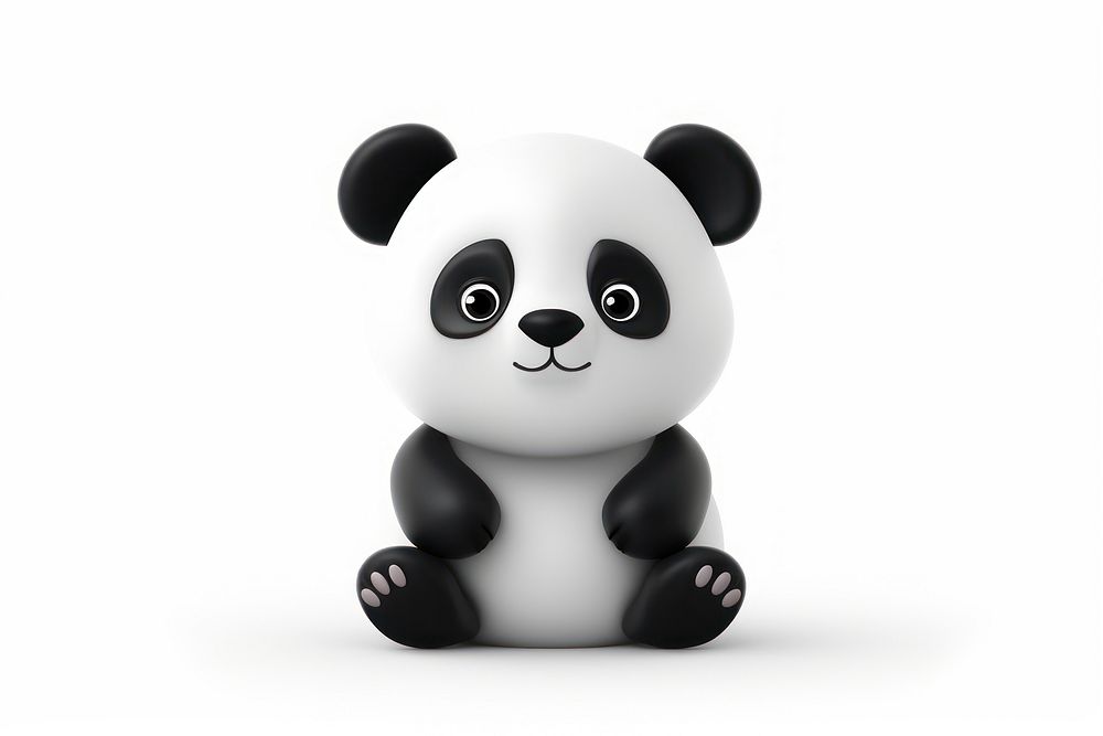 Panda cartoon white toy.